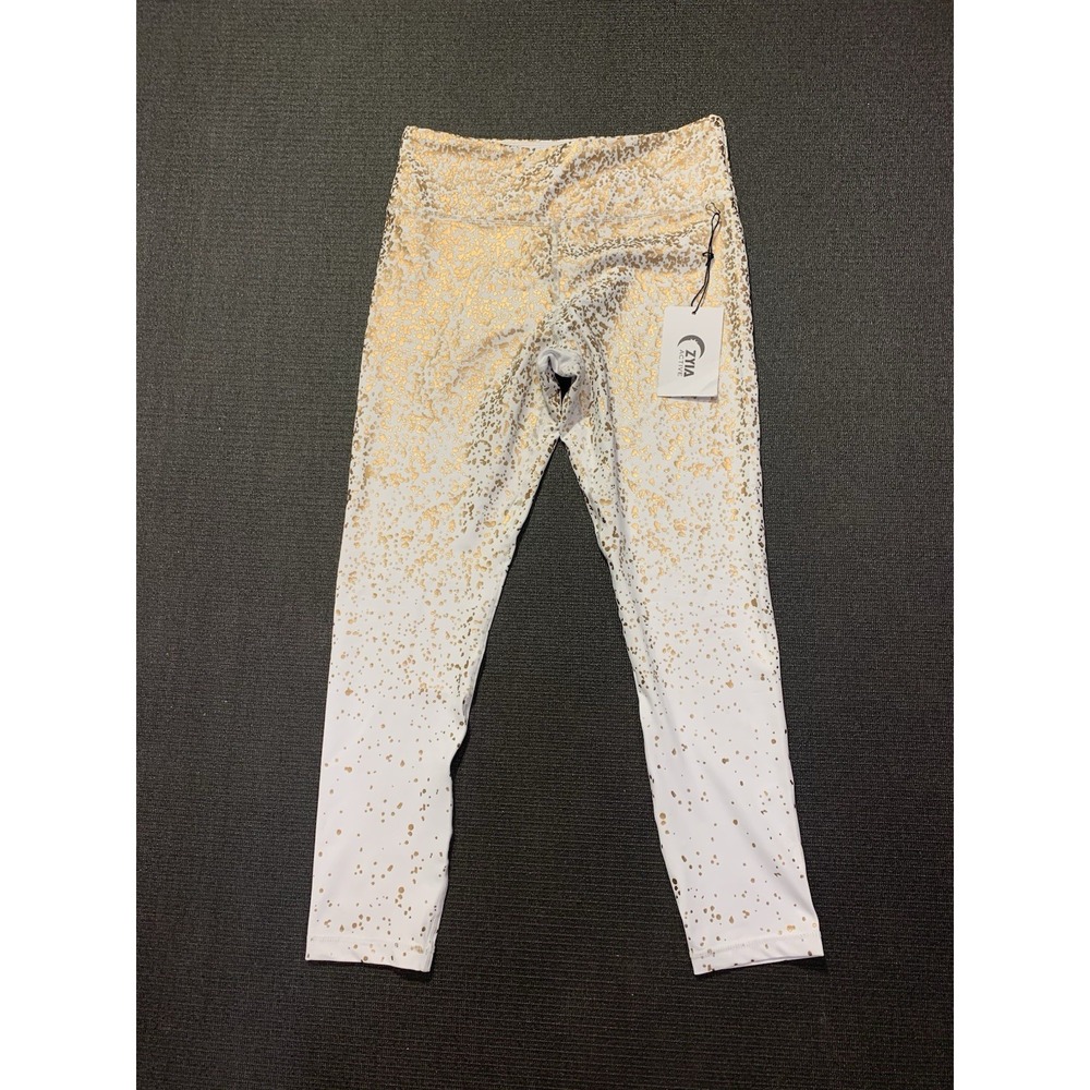 Zyia White Stay Gold Light n Tight 7/8 24" leggings Size 8-10‎ - Picture 3 of 7